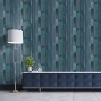 Praxis Vliesbehang Assorti 2022-2024 G56575 - Donkerblauw - Teal - Zilvergrijs - 10,05m X 53cm