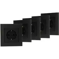 Kopp Athenis Stopcontact 1-voudig Geaard Mat-zwart 4+1 Gratis