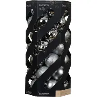 Décoris Kerstbal Plastic Glanzend Mat - Zilver - 6cm - 35 Stuks
