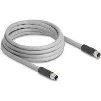 DeLOCK - Sensor kabel - M12 (5-polig) (mannelijk) naar M12 (5-polig) (vrouwelijk) - 63 V - 16 A - 3 m - siliconenvrij, L-gecodeerd - Grijs