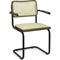 Workliving Bas Eetkamerstoel - Rotan Design Walnoot / Zwart - met armleggers