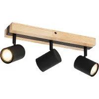 QAZQA Slimme plafondspot zwart met hout 3-lichts draaibaar en kantelbaar incl. Wifi GU10 50mm - Jeana