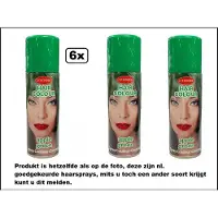 Goodmark 6x Haarverf/haarspray groen125 ml – Apple green - Festival thema feest carnaval haar kleurspray party