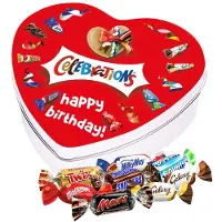 Celebrations Mars geschenkdoos hartje "Happy Birthday!" - chocolademix - Twix, Bounty, Mars, Snickers, Maltesers, Galaxy & MilkyWay - verjaardagscadeau - 120g
