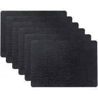 Unique living placemats Croco lederlook - 6x - 43 x 30 cm - zwart - pvc - tafel onderleggers