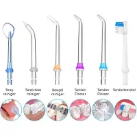 H2oFloss Originele Opzetstukken – Geschikt voor DEN-T Waterflosser V500 & HF-6 – 6-delige Set