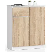 Akord Ladekast K80 met 1 Lad en 2 Deuren / Furniture Factory / Wit – Sonoma Eik / 80 x 99 x 40 cm