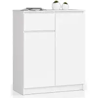 Akord Wit Kasten Kommode | 80 cm Breed | 2 Deuren & 1 Lade | Moderne Opbergkast | Matte Afwerking | Zelfmontage | Stabiel en Duurzaam | Geschikt voor Slaapkamer of Woonkamer