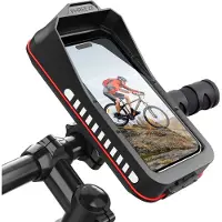 Phreeze Telefoonhouder Fiets - GSM Houder Fiets - Met Opbergvak - Met Kliksysteem - Anti-Diefstal - Stuurbevestiging - Waterdicht - 360 Graden Draaibaar - Universeel - Zwart