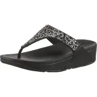 FitFlop Women Lulu Crystal-Mix Toe-Post Sandals All Black-Schoenmaat 38