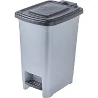 Keeeper pedaalemmer, 10 l, eenvoudig schoon te maken, pedaal voor hygiënisch openen en sluiten, afvalcontainer, 20,5 x 28 x 35 cm, olaf, lichtzilver (zilver)