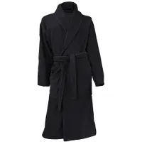 Linnick Wafel Badjas Velour Katoen - black - XL