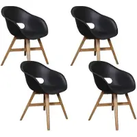 BUITEN living Karlstad dining tuinstoel set van 4 | kunststof + hardhout | zwart 1 persoon