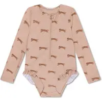 Swim Essentials UV badpak met all over print lichtroze/bruin UV zwempak Meisjes Polyester Ronde hals - maat 110/116