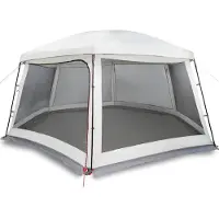 vidaXL Zwembadtent met uitneembare buiten- gaaswanden 618x532 cm grijs