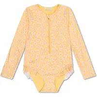 Swim Essentials UV badpak met bloemenprint geel UV zwempak Meisjes Polyester Ronde hals - maat 110/116
