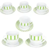 MamboCat Set van 6 SPLIT GREEN porseleinen kop en schotel 6 personen