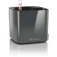 Lechuza CUBE Glossy 14 - Plantenbak - met uitneembare binnenbak - met bewateringssysteem - ALL-IN-ONE set met LECHUZA-PON - antraciet hoogglans