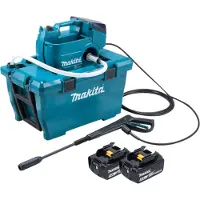Makita DHW 080 T2K Snoerloze hogedrukreiniger 36 V ( 2x 18 V ) 80 bar 380 l/u Borstelloos + 2x accu 5.0 Ah - zonder lader