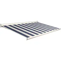 Domasol Knikarmscherm F10 Motor Schakelaar Ral9001 Nmet Blauw Creme Doek D519 400x250cm