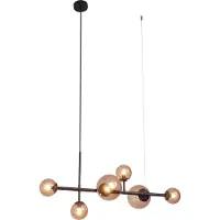 QAZQA Hotel Chique Hanglamp Donker Brons met Brons Glas 6-lichts - Monaco