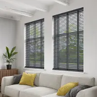 Decosol Jaloezie Horizontaal Hout Antraciet 50mm 120x220cm