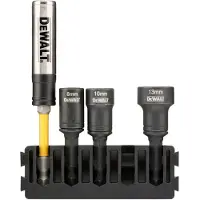 DeWalt Accessoires Houder + IMPACT magnetische zeskantdoppen (reinigbaar) | 5 stuks | 8 mm, 10 mm, 13 mm + Flextorq schroefgeleider - DT70827-QZ