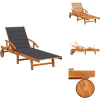 vidaXL Ligbed - Ligstoel - Ligbedden - Ligstoelen - Ligbed met kussen massief acaciahout