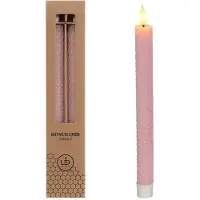 Packlinq LED honeycomb kaars Ø2.2 h.25cm roze (set 2 st)