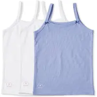 Little label hemd - wit / blauw (set van 3) Meisjes Stretchkatoen Ronde hals - maat 98/104