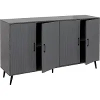 MCW Dressoir -N89, ladekast highboard dressoir, 3D design melamine hout, 88x150x40cm ~ marmer look grijs