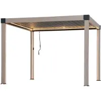 Sunjoy Multi Gazebo incl. LED verlichting en AB - 306cm x 306cm in eiken look