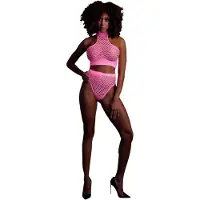 Ouch! Glow in the Dark Top met hoge Taille Slip - Roze