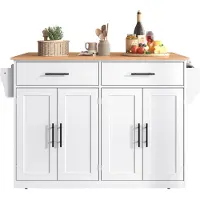 Merax Serveerwagen met Uitklapbaar Tafelblad met Opbergruimte – 120x46(71)x91,5 cm – Keukentrolley op Wielen met Lades en Deuren- Wit