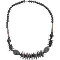 Behave – Ketting – Hout – Zwart Bruin Schijfkralen – 48 cm – Nikkelvrij – Handgemaakt