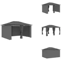 vidaXL Tuinpaviljoen met gordijnen, 4 x 3 meter, antraciet - Paviljoens & Partytenten