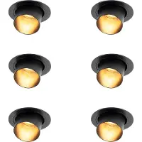 QAZQA Set van 6 moderne inbouwspots zwart rond kantelbaar - Installa