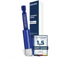WERKSTEIN Tegelboor 12mm met Diamantboorkroon - Extreem duurzame boor voor fijnsteengoed om te boren in tegels, glas, keramiek, porselein, graniet, marmer en meer. Diamantboor met zeskantschacht