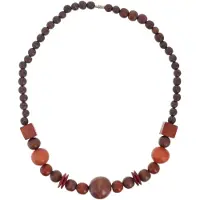 Behave – Ketting – Hout – Bruin;Rood – 48 cm – Nikkelvrij – Handgemaakt