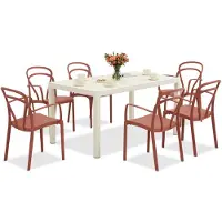 BICA King/Vague wit met rode tuinset voor 6 personen