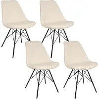Casamoda Eetkamerstoelen - Stoelen set van 4 Eetkamer - Teddy Stoel - Stof - Beige