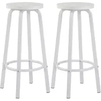 Kamyra Industriële Barkruk - Barkrukken Set van 2 Stuks - Zithoogte 72 cm - Hout, Metaal, Wit, 30 x 32 cm