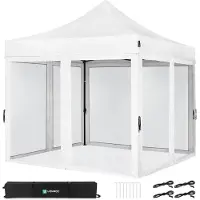 Vonroc Partytent - 3x3m - Premium easy-up Partytent | Set incl. Muggennet zijwanden - Wit