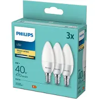 Philips Voordelpak 3 stuks Kaarslamp E14 5W - 2700K 470lm 230V - Mat - B35 - Vervangt 40W - Warm Wit Licht