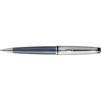 Waterman Expert Deluxe balpen | metaal-steengrijze lak met palladium-gecoat detail | medium punt met blauwe inkt | geschenkverpakking