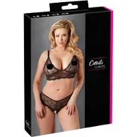 Cottelli collection Plus Size - bh set - kant - zwart - XXXL