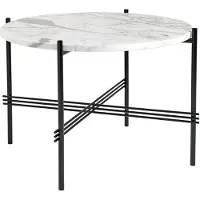 Gubi TS salontafel zwarte poten Ø 55 cm wit marmer