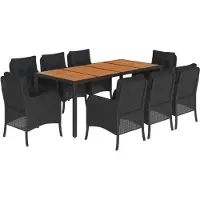 vidaXL 9-delige Tuinset poly rattan zwart