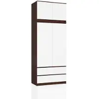 Akord Kleidingkast S90 met Opzetstuk, 2 Deuren en 2 Lades / Furniture Factory / Venge - Wit / 90 x 234 x 51 cm