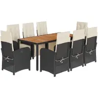 vidaXL 9-delige Tuinset poly rattan zwart
